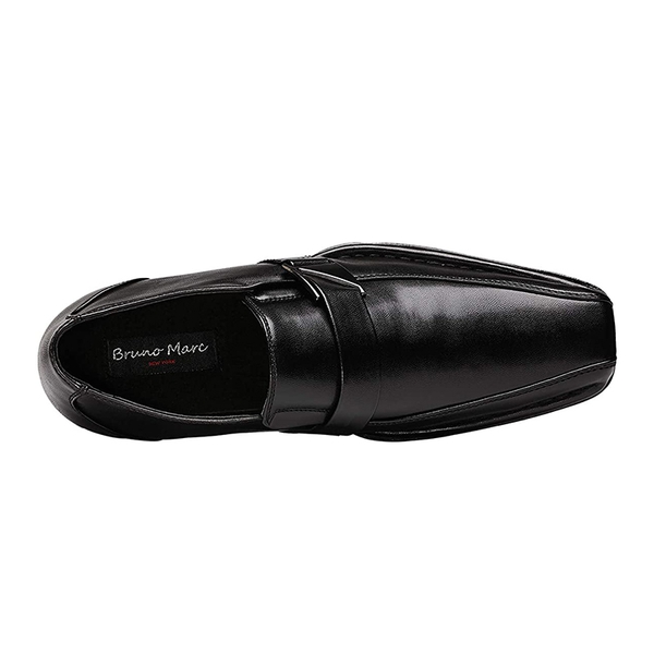 Men's Buckle Strap Dress Loafers - BLACK - 2