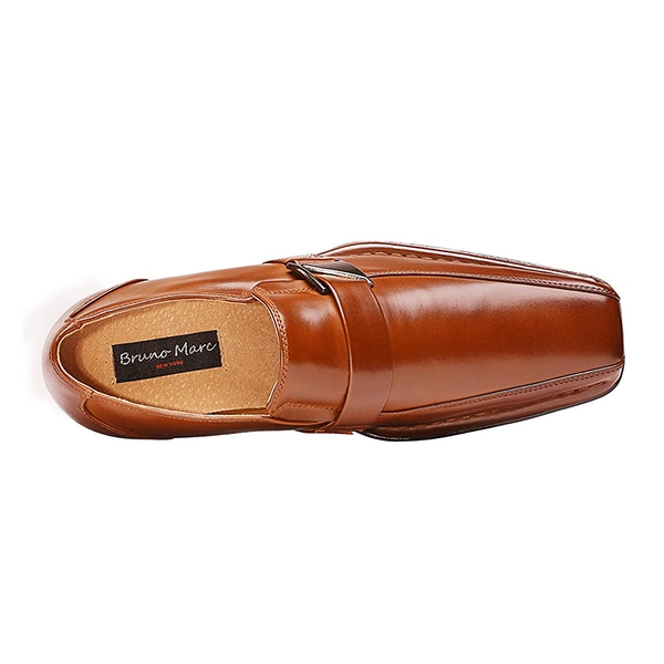 Men's Buckle Strap Dress Loafers - BROWN - 2
