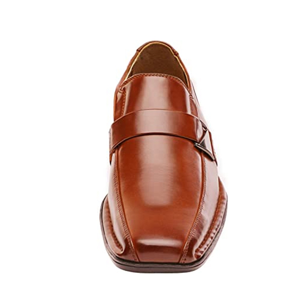 Men's Buckle Strap Dress Loafers - BROWN - 3