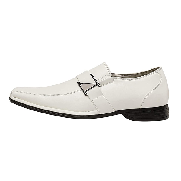Men's Buckle Strap Dress Loafers - WHITE - 1