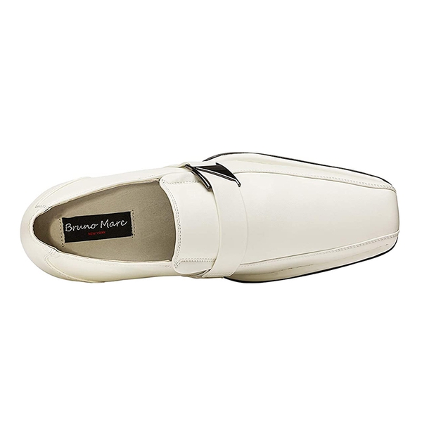 Men's Buckle Strap Dress Loafers - WHITE - 2