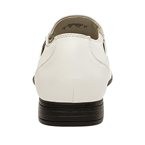 Men's Buckle Strap Dress Loafers - WHITE - 4