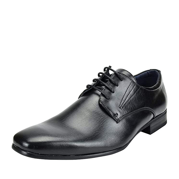 Men's Retro Vegan Leather Oxford Shoes with Square Toe - BLACK -  0