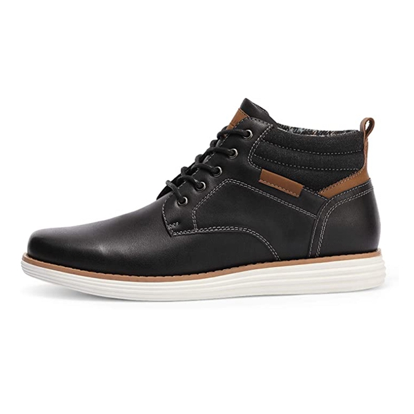 [CrossFlex CrestHigh] Men's Mid Top Chukka Sneaker Boot - BLACK - 2