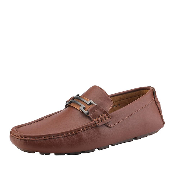 Men's Horsebit Moccasin Loafers Shoes - BROWN -  0