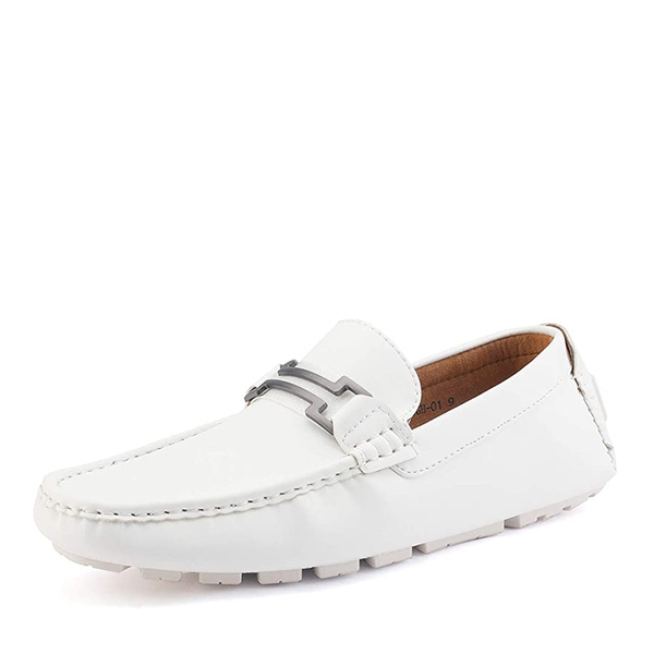 Men's Horsebit Moccasin Loafers Shoes - WHITE -  0