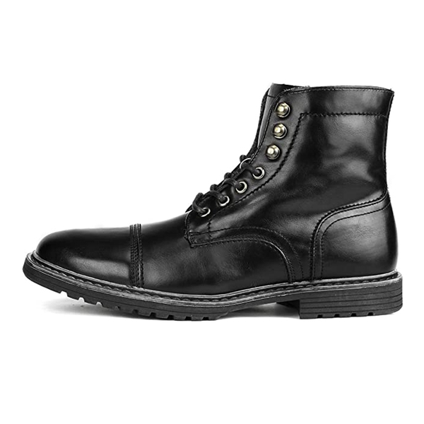Men's Motorcycle Combat Oxford Boots - BLACK - 1