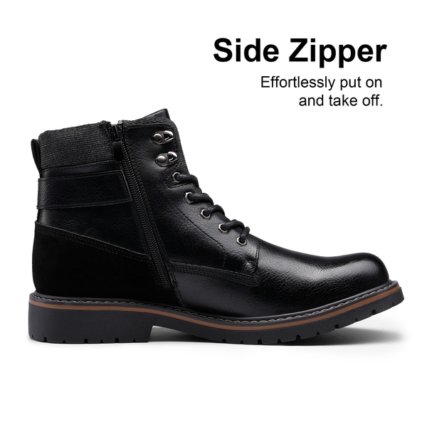 Men's Motorcycle Combat Boots - BLACK - 2