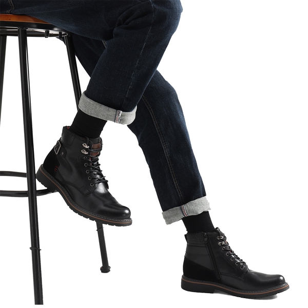 Men's Motorcycle Combat Boots - BLACK - 5