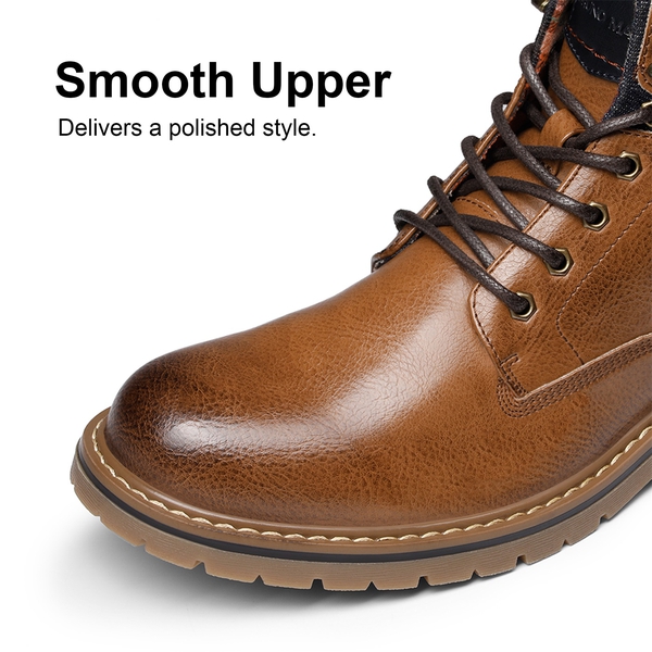 Men's Motorcycle Combat Boots - BROWN - 1