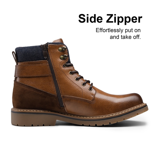 Men's Motorcycle Combat Boots - BROWN - 2