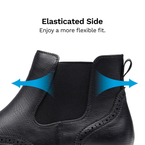 Men's Slip On Brogue Chelsea Boots  - BLACK - 3