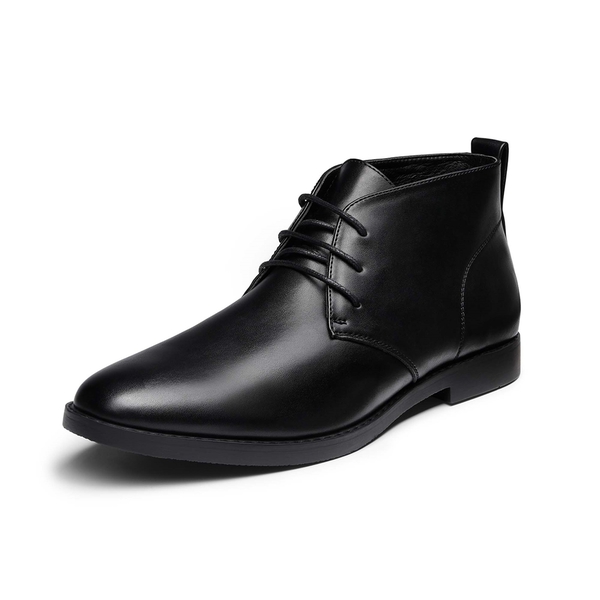 Men's Synthetic Leather Ankle Chukka Boots - BLACK -  0