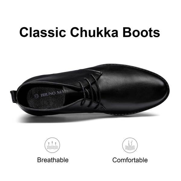 Men's Synthetic Leather Ankle Chukka Boots - BLACK - 2