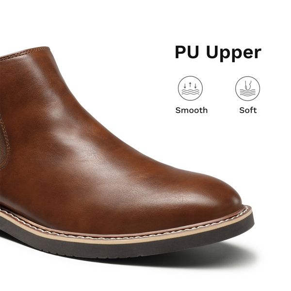 Men's Vegan Leather Chelsea Boots - BROWN - 1