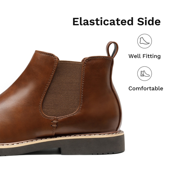 Men's Vegan Leather Chelsea Boots - BROWN - 2