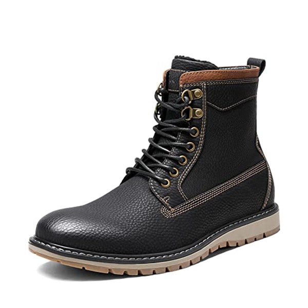 Men's Warm Fur Oxford Dress Chukka Boots - BLACK -  0