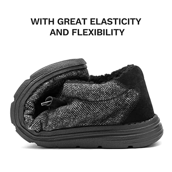 Men's Lightweight Faux Fur-Lined Slip-On Loafers - BLACK - 1
