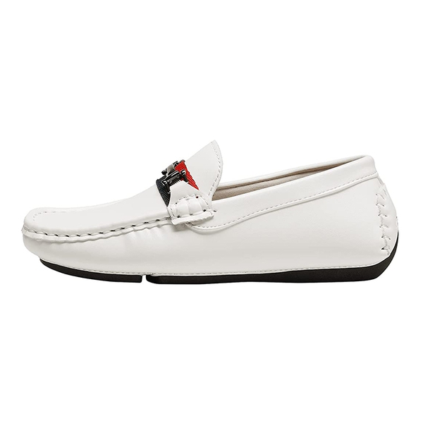 Boys' Smart Casual Non-Slip Bit Loafers - WHITE - 2