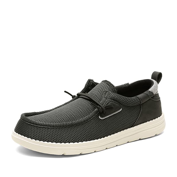 Men's Breathable Knitted Slip On Loafers - BLACK -  0