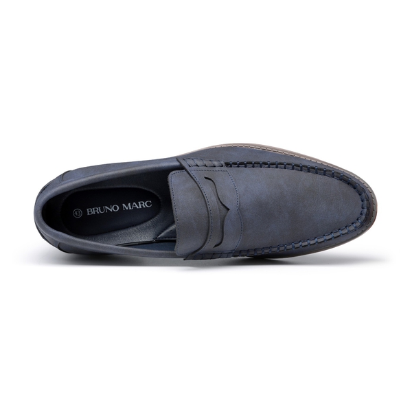 Men's Soft Comfortable Faux Leather Penny Loafers - BLUE - 1