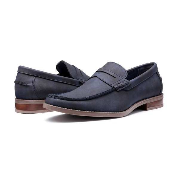 Men's Soft Comfortable Faux Leather Penny Loafers - BLUE - 5
