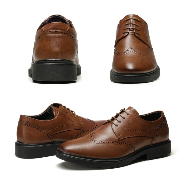 Men's Refined Wingtip Oxford Shoes - BROWN - 4