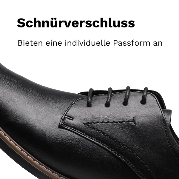 Men's Synthetic Leather Derby Shoes with Stiching - BLACK - 1