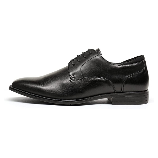 Men's Classic Vegan Leather Plain Toe Formal Oxfords - BLACK - 1