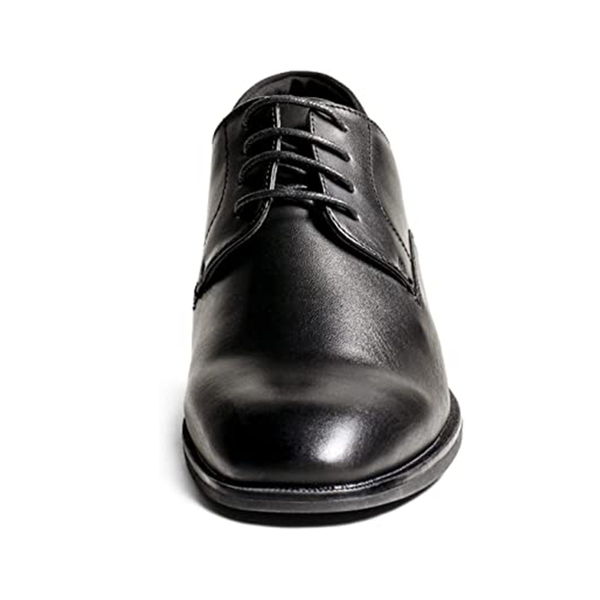 Men's Classic Vegan Leather Plain Toe Formal Oxfords - BLACK - 3