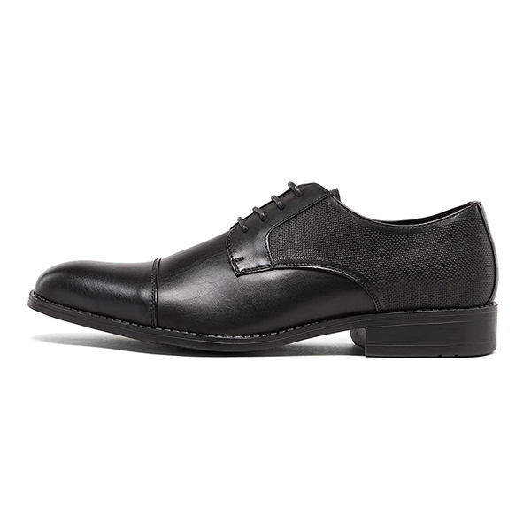 Men's Oxford Vegan Leather Dress Shoes - BLACK - 1