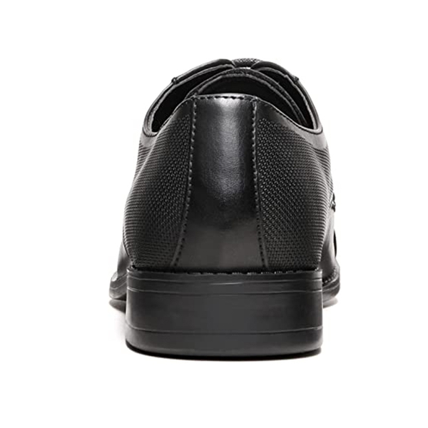 Men's Oxford Vegan Leather Dress Shoes - BLACK - 3