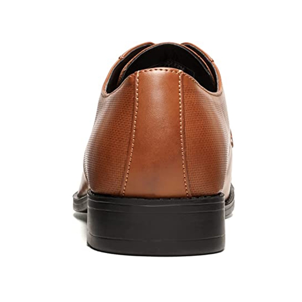 Men's Oxford Vegan Leather Dress Shoes - BROWN - 4