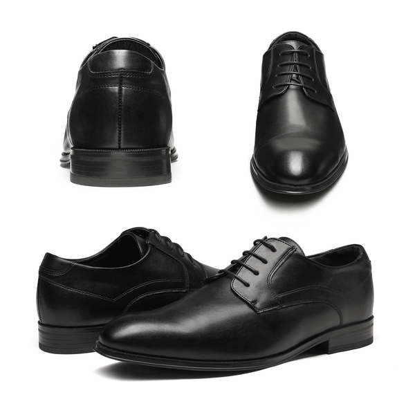 Men's Formal Lace-Up Derby Shoes - BLACK - 4
