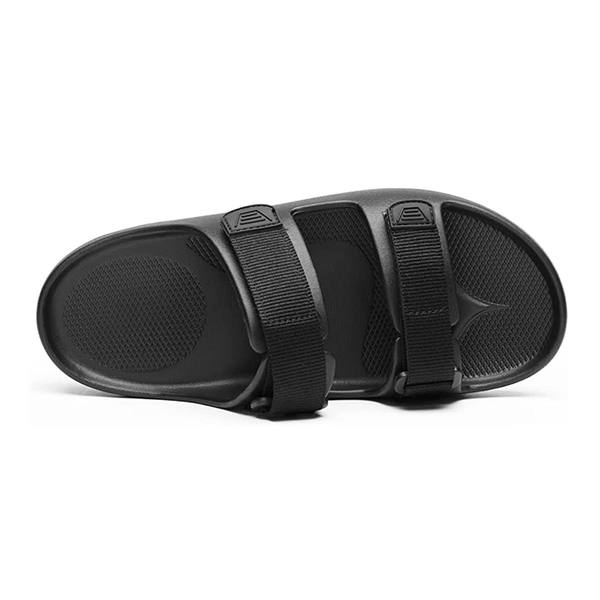 Men's Arch Support Hook Loop Adjustable Slides - BLACK - 3