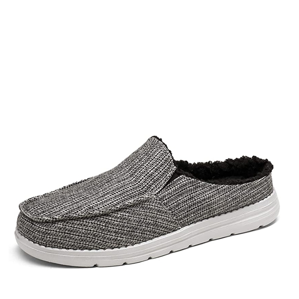 Men‘s Fuzzy Sherpa Lined House Slippers - BLACK -  0