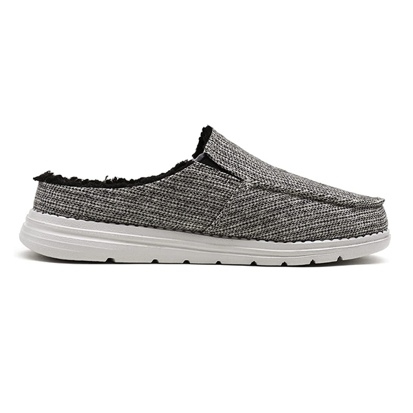 Men‘s Fuzzy Sherpa Lined House Slippers - BLACK - 2