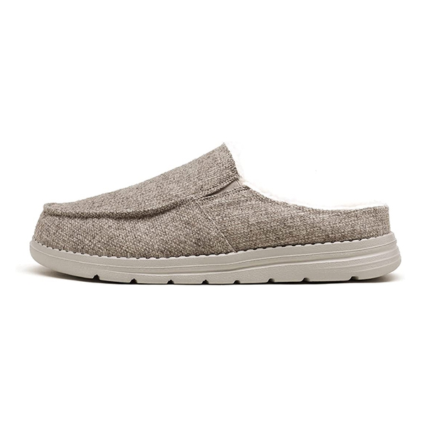 Men‘s Fuzzy Sherpa Lined House Slippers - GREY - 1