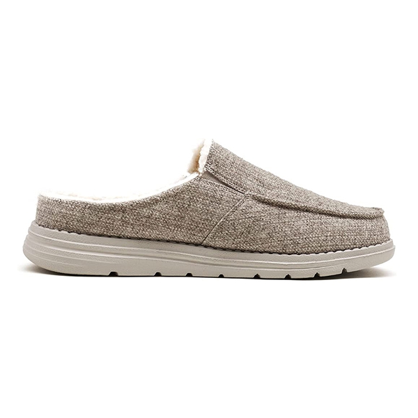 Men‘s Fuzzy Sherpa Lined House Slippers - GREY - 2