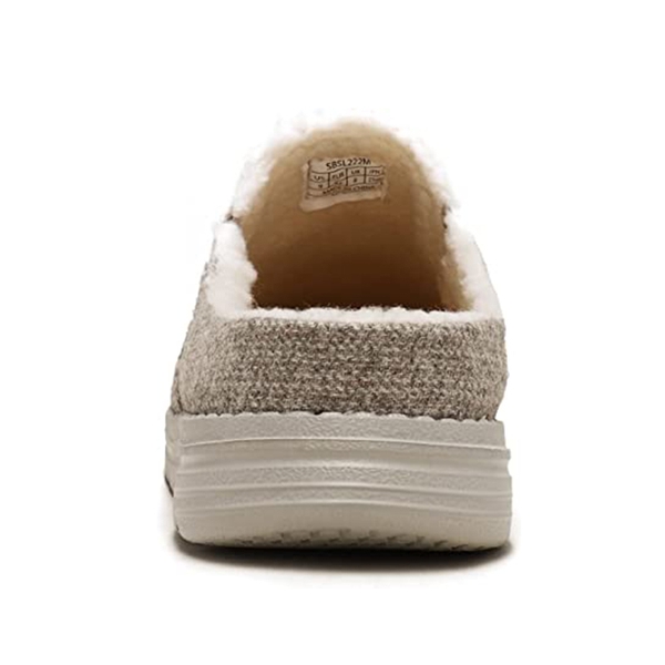 Men‘s Fuzzy Sherpa Lined House Slippers - GREY - 4