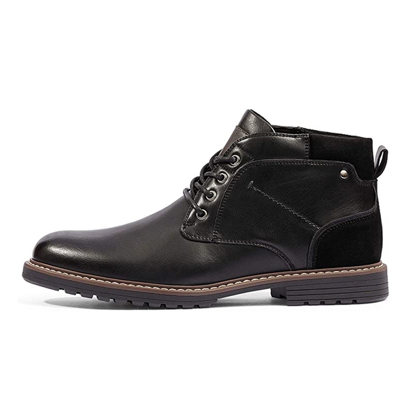 Men's Synthetic Leather Chukka Dress Boots - BLACK - 1