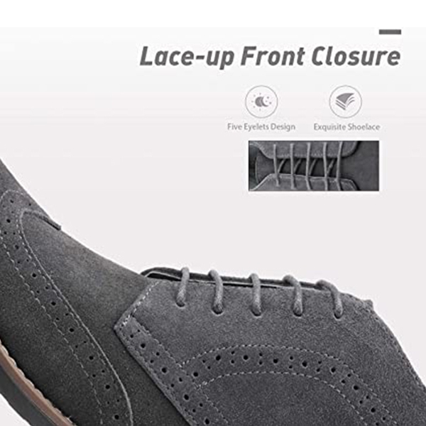 Men's Suede Wingtip Chukka Boots with Cushioned Insole - GREY - 2