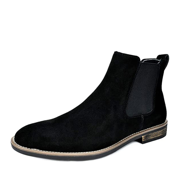 Men's Timeless Suede Leather Chelsea Boots - BLACK -  0