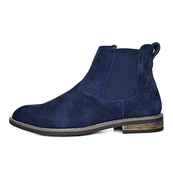Men's Timeless Suede Leather Chelsea Boots - NAVY - 1