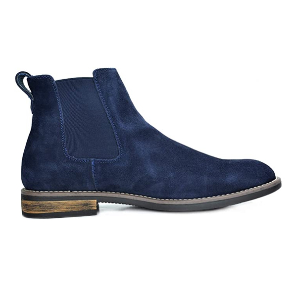 Men's Timeless Suede Leather Chelsea Boots - NAVY - 2