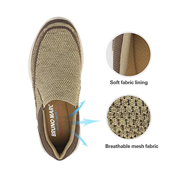 Men's Breathable Walking Sneakers - KHAKI - 2