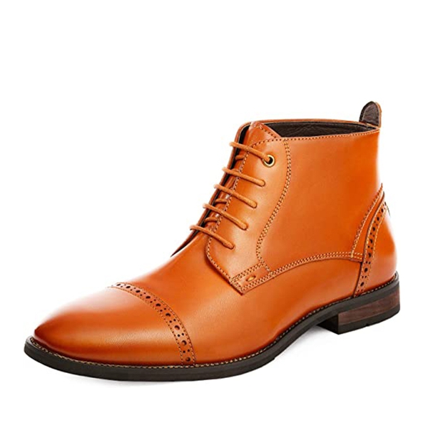 Men's Classic Cap Toe Oxford Ankle Boots - BROWN -  0